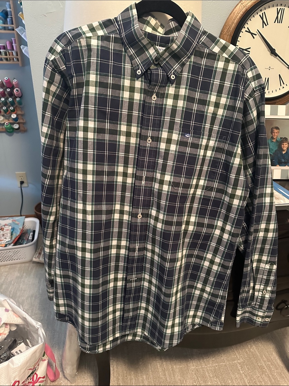 Southern Tide Men's Plaid Button-Down long sleeve shirt, size large, classic fit